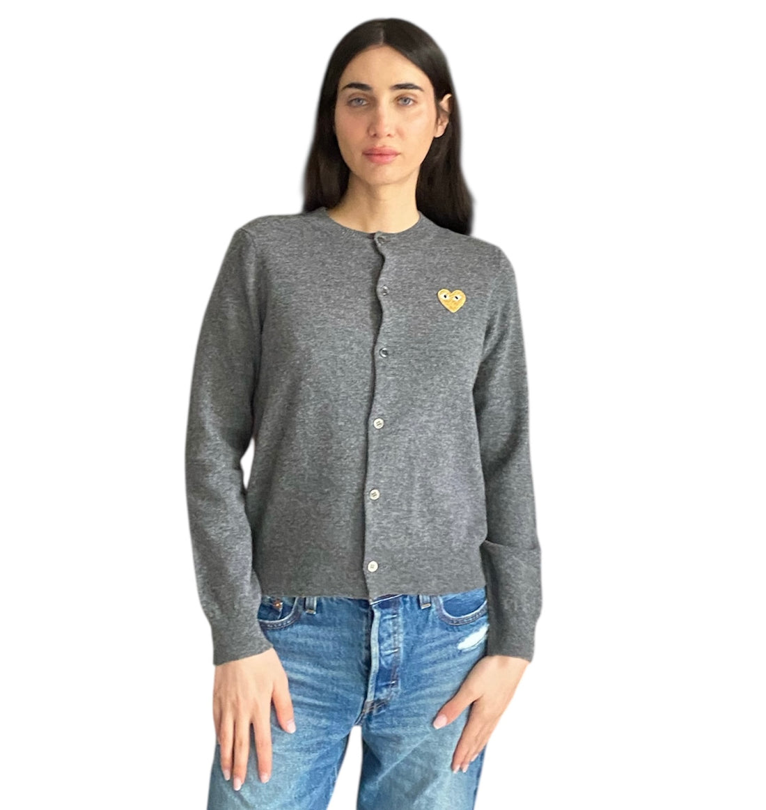 Comme Des Garçons (CDG) Play Grey Cardigan - L