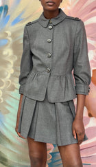 Burberry London Grey Wool Cashmere Military Peplum Short Jacket - US 8 / IT 42 / UK 10