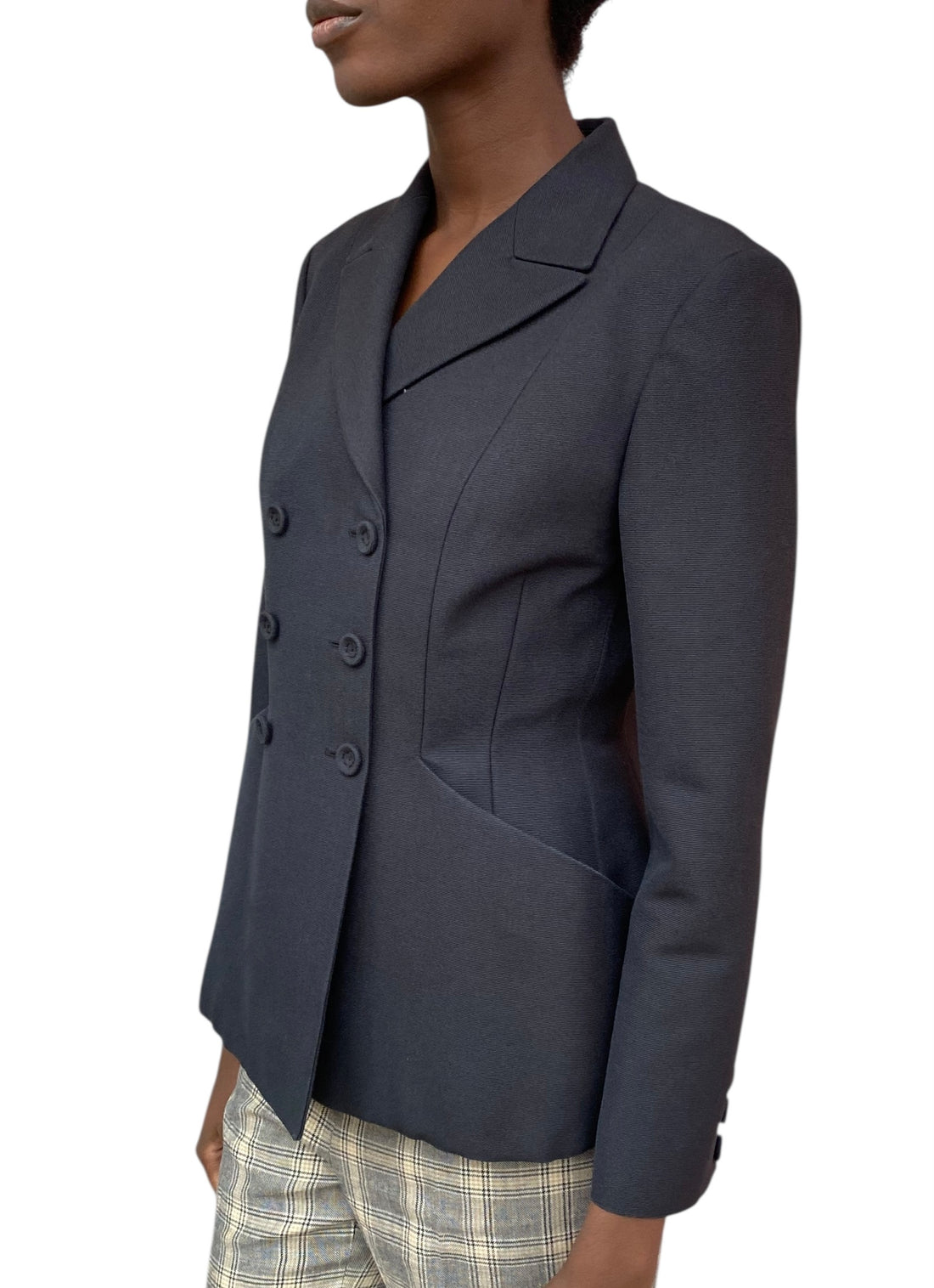 Christian Dior Navy 30 Montaigne Silk Double Breasted Bar Jacket - 42 / US 10