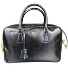 Prada Black Saffiano Vernice Bauletto Crossbody Bag