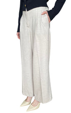Iris Von Arnim Oatmeal Beige Wool Pleated Wide Leg Trousers  - 36