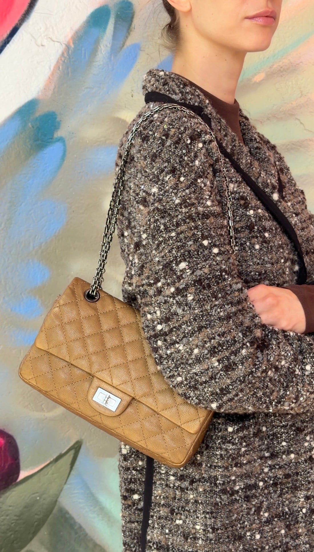 Chanel Bronze Caviar Quilted Leather 2.55 Reissue 225 Medium Flap Bag 225