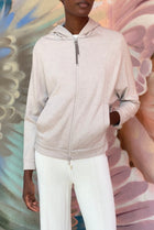 Brunello Cucinelli Light Grey Cashmere Zip Monili Hoodie - S