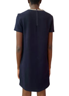 Brunello Cucinelli Navy Wool Monili Shift Dress - M / US 6-8