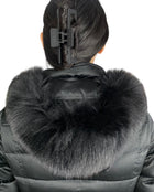 Burberry Black Down Fox Fur Hooded Long Puffer - US 2