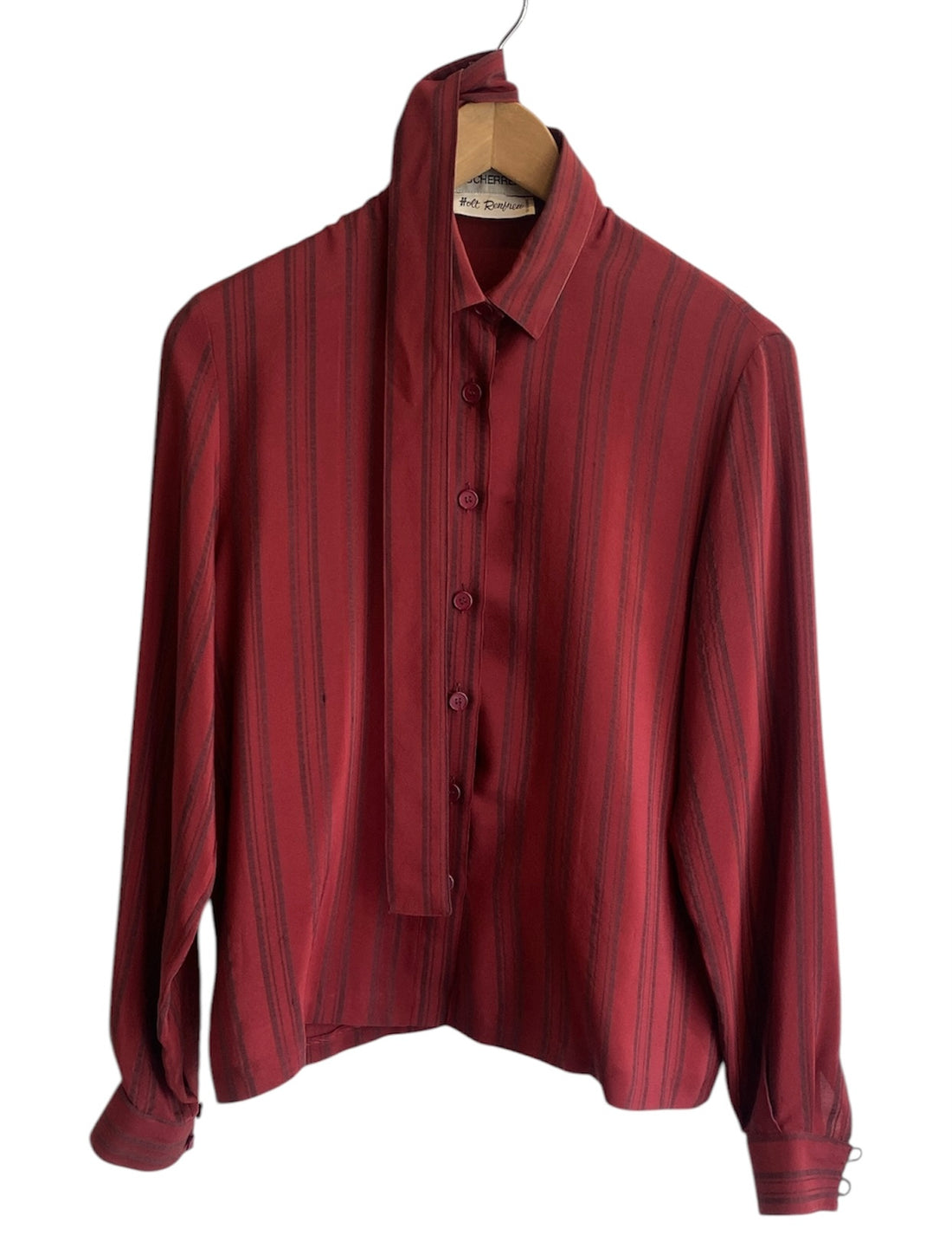 JL Scherrer Silk Striped Blouse with Scarf