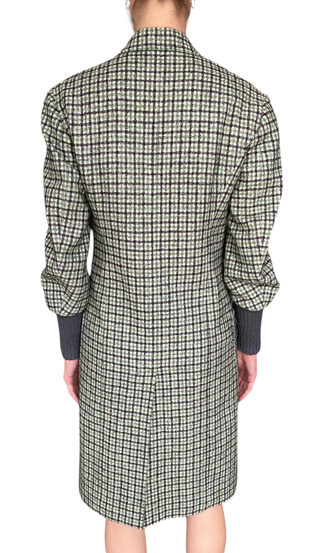Chloe Green Wool Checked Double-Breasted Coat - F34 / US 2-4