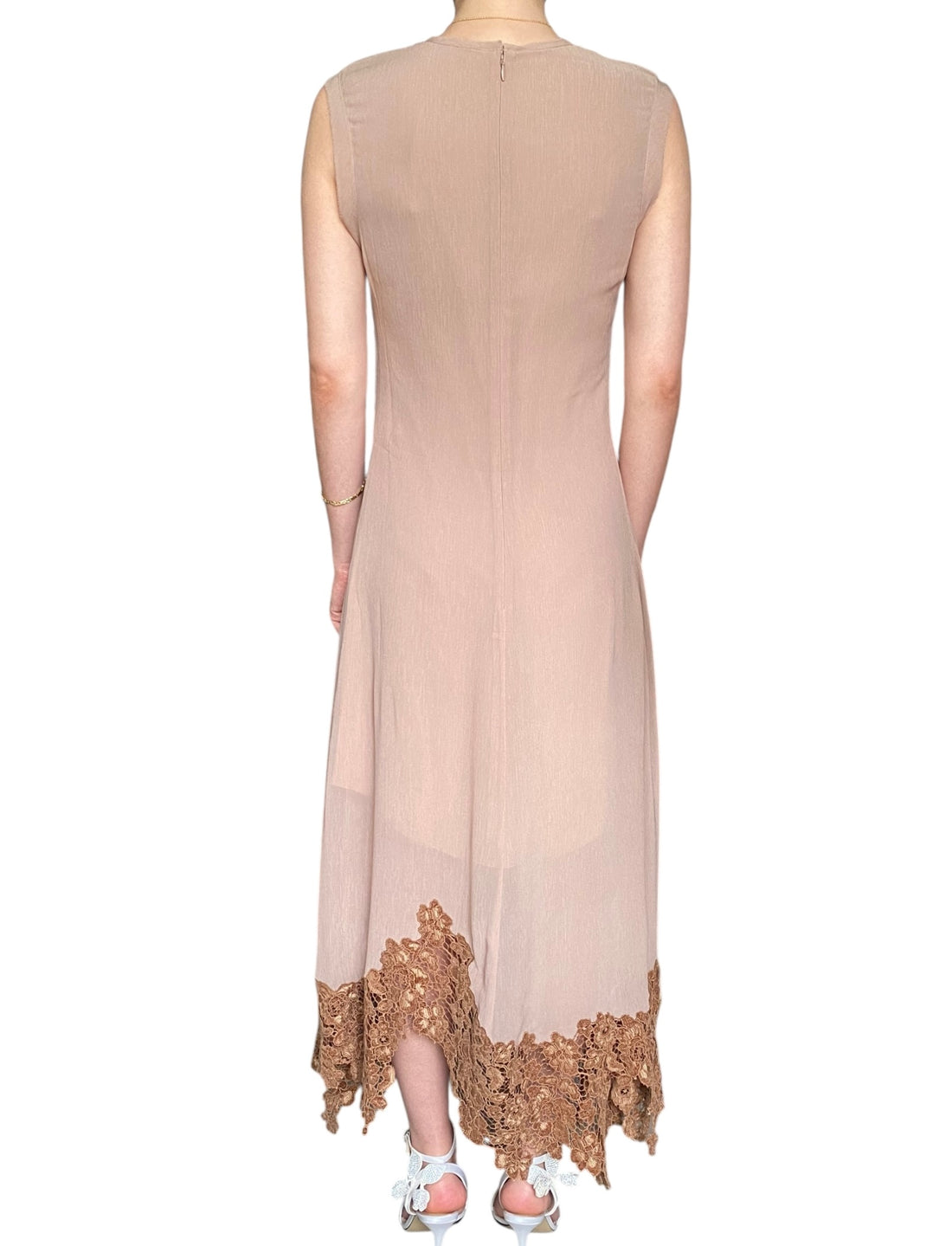 Acne Studios Brown Crepon Lace Hem Gown - 38 I MISS YOU VINTAGE Acne Studios Brown Crepon Lace Hem Gown - 38 I MISS YOU VINTAGE