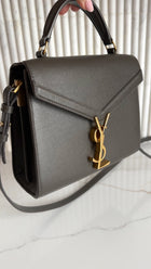 Saint Laurent Mini Cassandra Slate Grey Leather Top Handle Bag