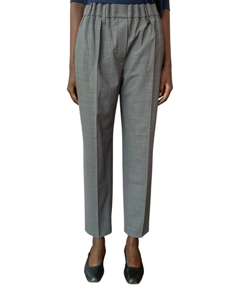 Brunello Cucinelli Grey Gathered High Waisted Wool Trousers - US 6
