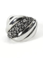David Yurman Sterling Silver Hampton Midnight Melange Diamond Cable Ring - 6