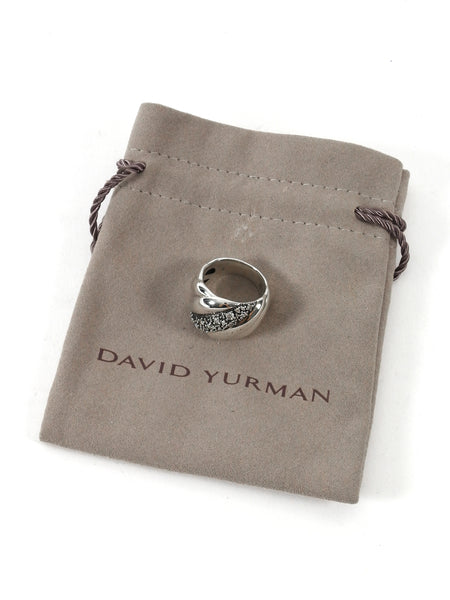 David Yurman Sterling Silver Hampton Midnight Melange Diamond Cable Ring - 6