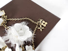 Louis Vuitton Vintage Fall 2005 Red and White Chain Crystal Flower Ribbon Necklace