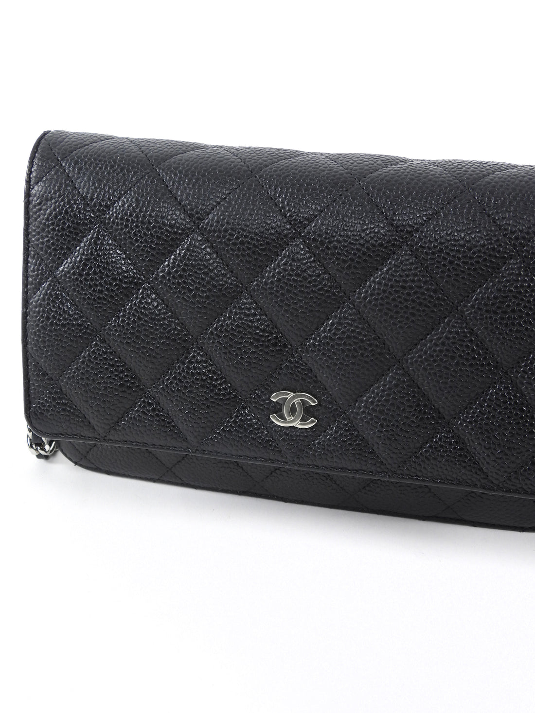Chanel Black Black Caviar Leather CC Classic Wallet on Chain SHW