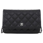 Chanel Black Black Caviar Leather CC Classic Wallet on Chain SHW