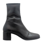 Prada Black Stretch Nappa Lambskin Triangle Logo Block Heel Boot - 37