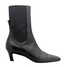 Toteme Black Smooth Grain Leather Square-Toe Mid-Heel Chelsea Boot - 37