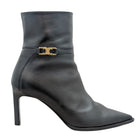 Celine Black Calfskin Triomphe Logo Verneuil Ankle Boot - 37.5