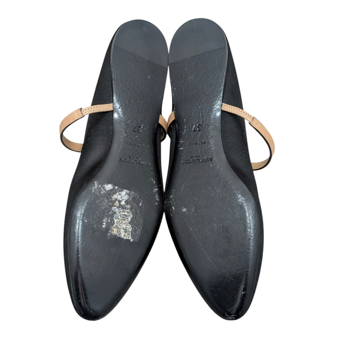 Saint Laurent Black Satin Crepe Gio Ballet Flats - 37