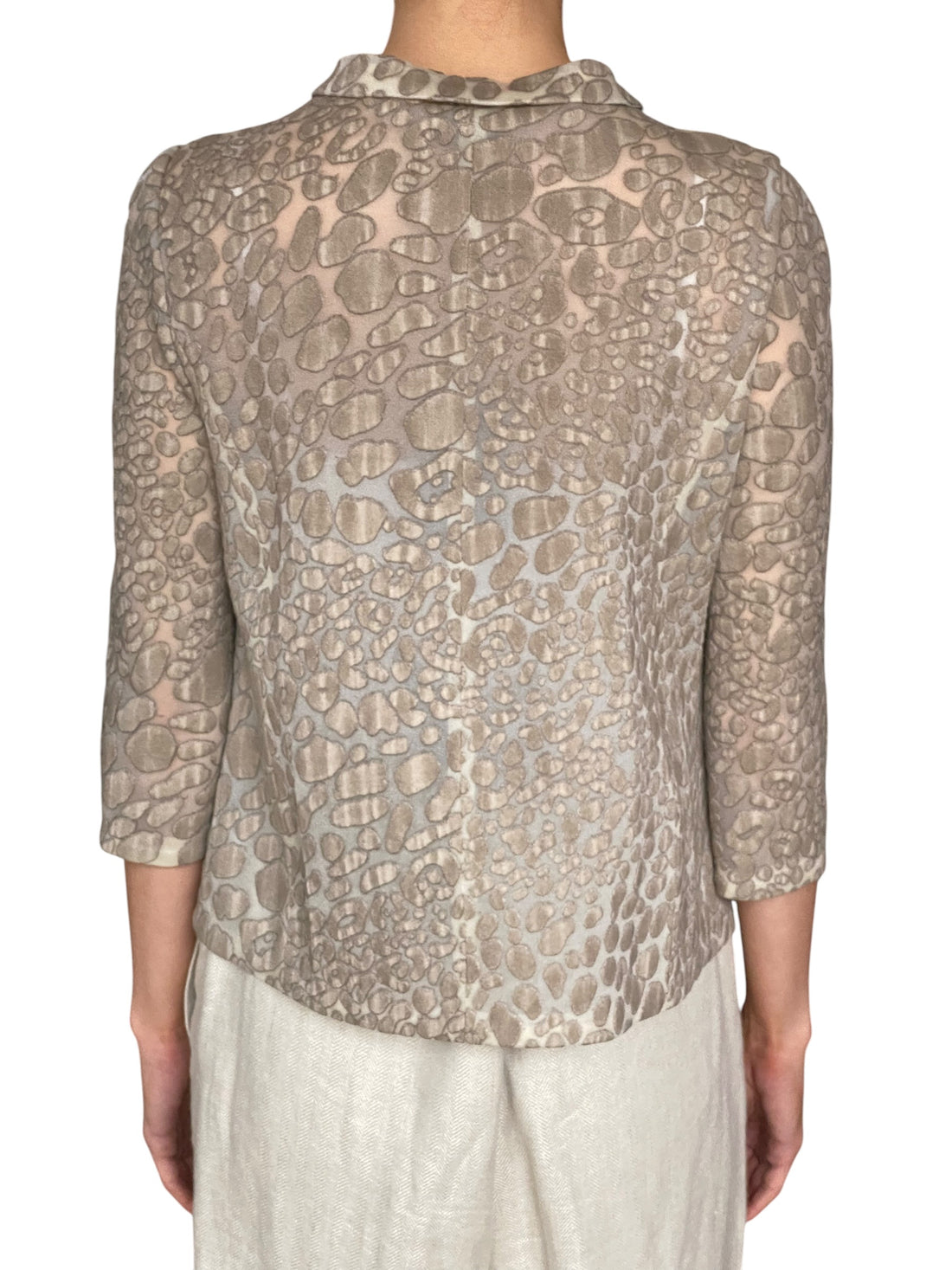 Giorgio Armani Taupe Velvet Leopard Effect Short Jacket - IT 46 / US 10