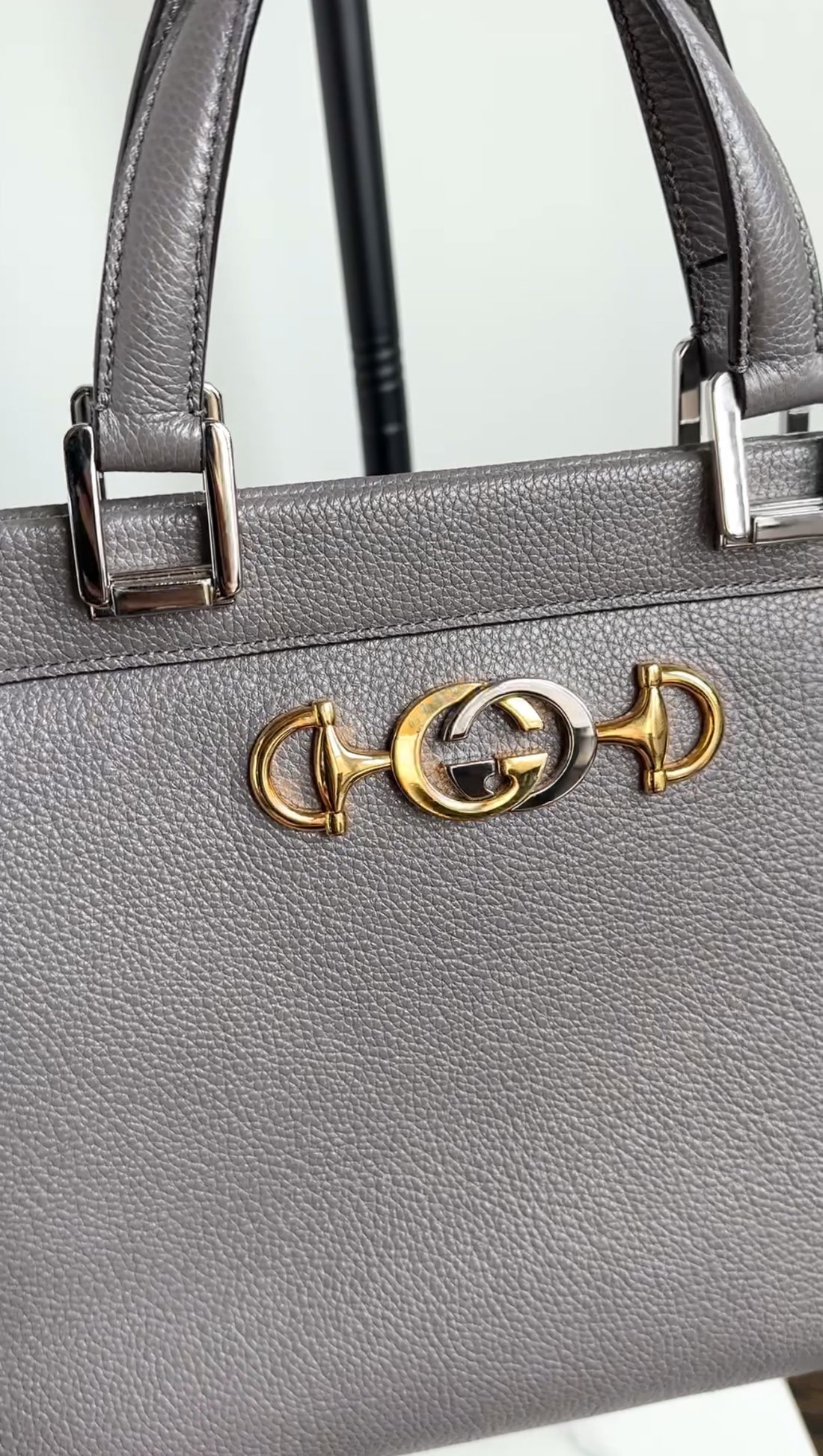 Gucci Grey Leather Large Zumi Tote Bag