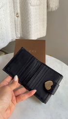 Gucci Black Monogram Empreinte Heart Compact Wallet