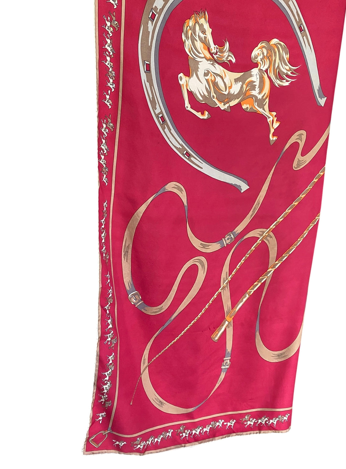 Emilio Pucci Red Vintage Horses Print Silk Scarf 90cm