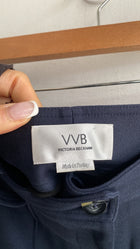 Victoria Beckham Navy Pleated Shorts