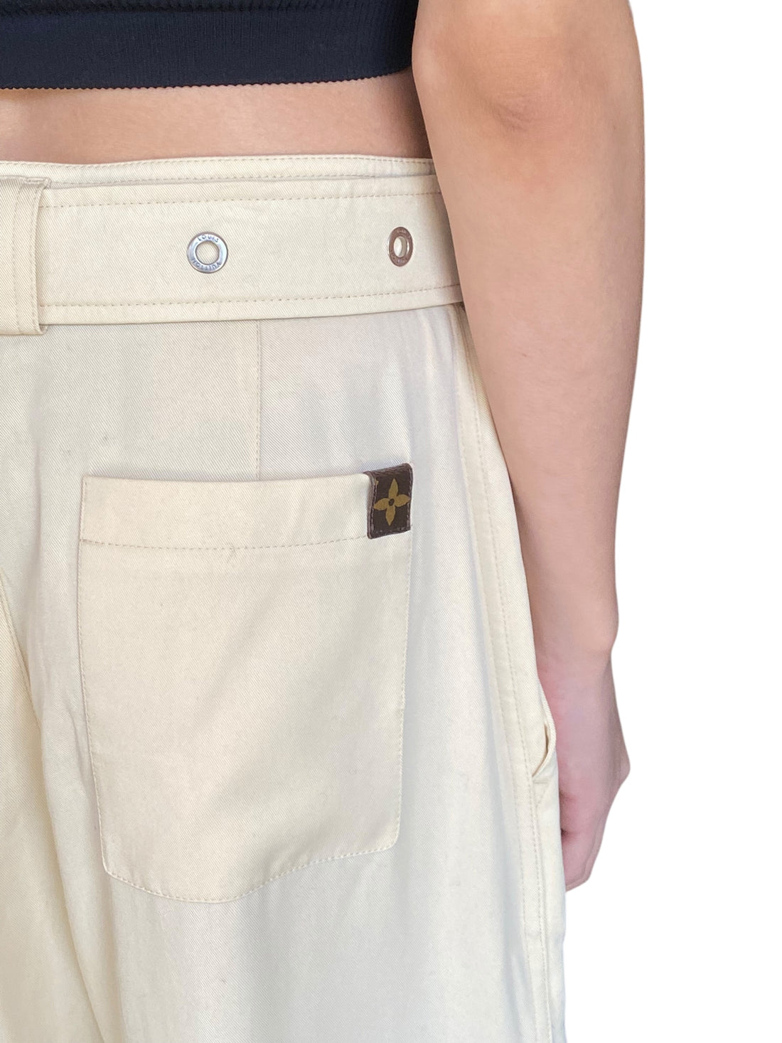 Louis Vuitton Ivory Logo Belted Trousers - 40