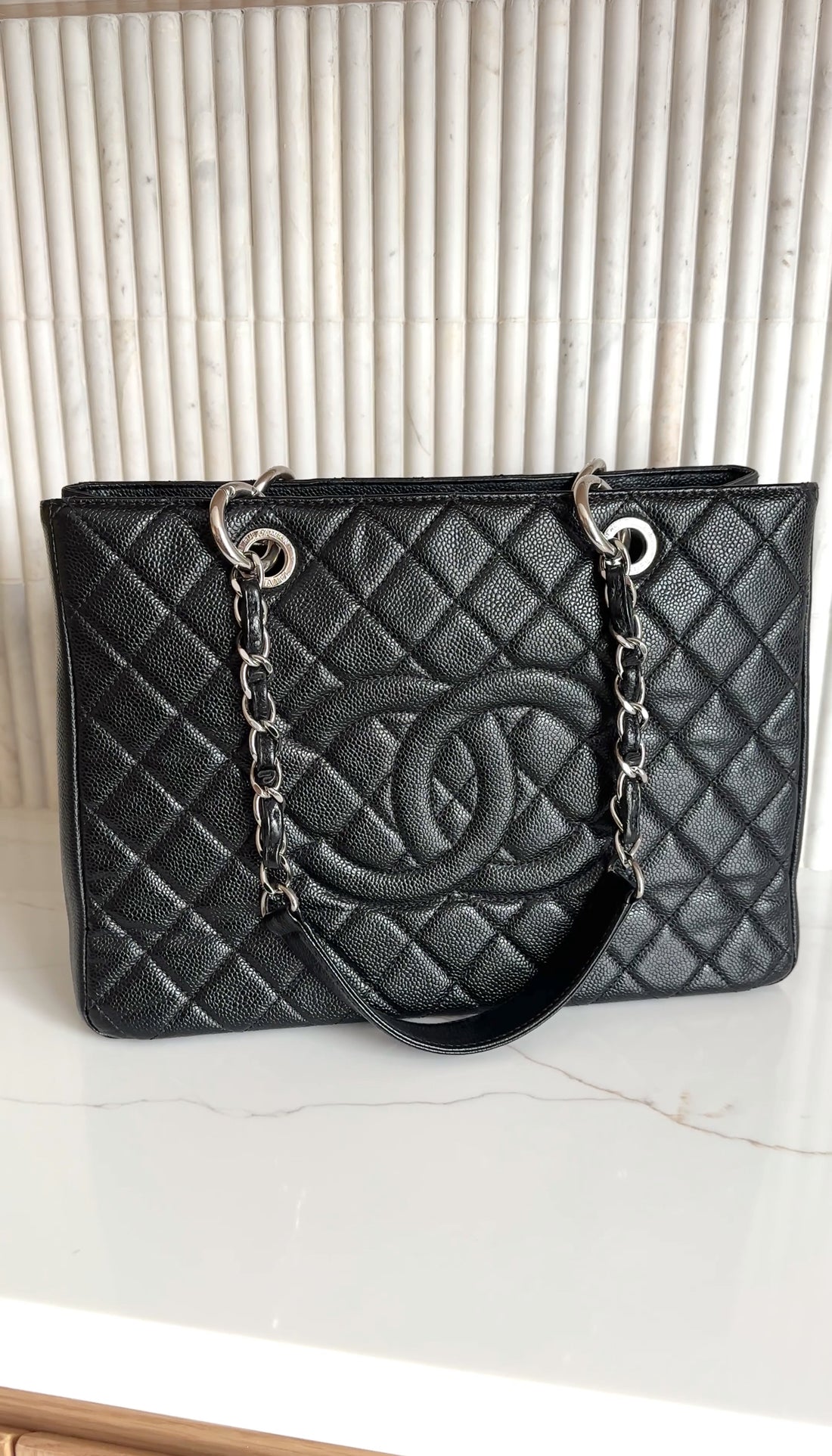 Chanel Black Caviar Leather GST Grand Shopping Tote Bag