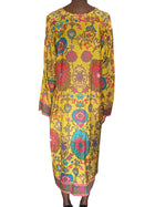 Valentino Yellow 2021 Escape 60's Style Floral Longsleeve Tunic - IT 44