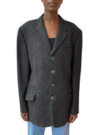 Versace Grey Vintage Speckled Wool Blazer - 54