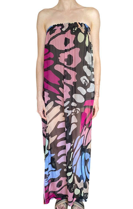 Chanel 22S Sheer Multi Chiffon Strapless Butterfly Gown - S/M
