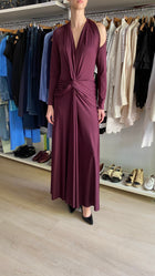 Victoria Beckham Plum Twist Gathered Cutout Plunge Gown - IT 42/ US 6