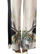 Roberto Cavalli Cream Silk Printed Trousers - 38 / US 0