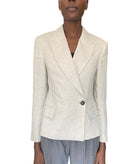 Brunello Cucinelli Ivory Monili Embellished Linen Blazer - 40 / US 4