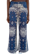 R13 Blue Ivory Bandana Patchwork “Darcy” Flare Denim - W25
