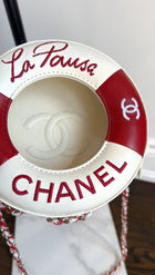Chanel 2019 C Runway Red and White La Pausa Lifesaver Round Bag