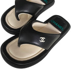 Chanel Black CC Logo Flip Flop Sandals - 37