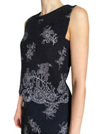 Giambattista Valli Black Floral Embroidered Boucle 2-Piece Tank & Skirt Set - IT 44 / US 6-8