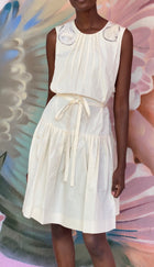 Saint Laurent Ivory 2009 Pleated Floral Rosette Dress - F38