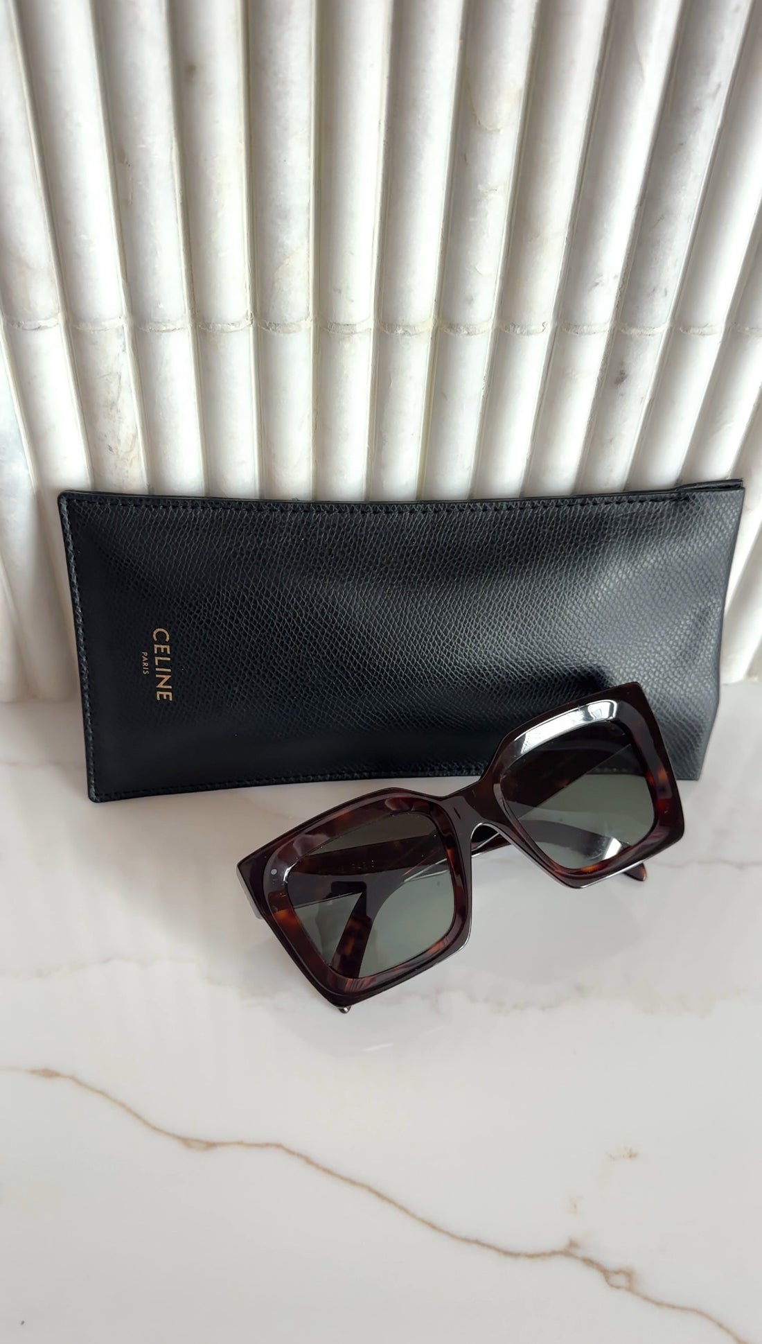 Celine CL40130 Dark Brown Tortoise Square Sunglasses