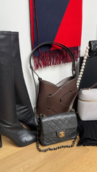 Polene Nodde Hobo Bag in Smooth Ebony Leather