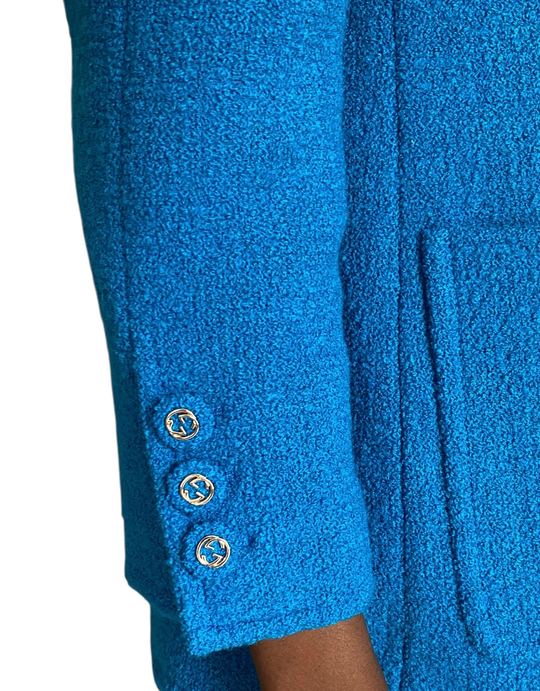 Gucci Blue 2025 Wool GG Button Coat - IT 42 / US 6