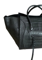 Celine Black Croc-Embossed Medium Phantom Luggage Tote