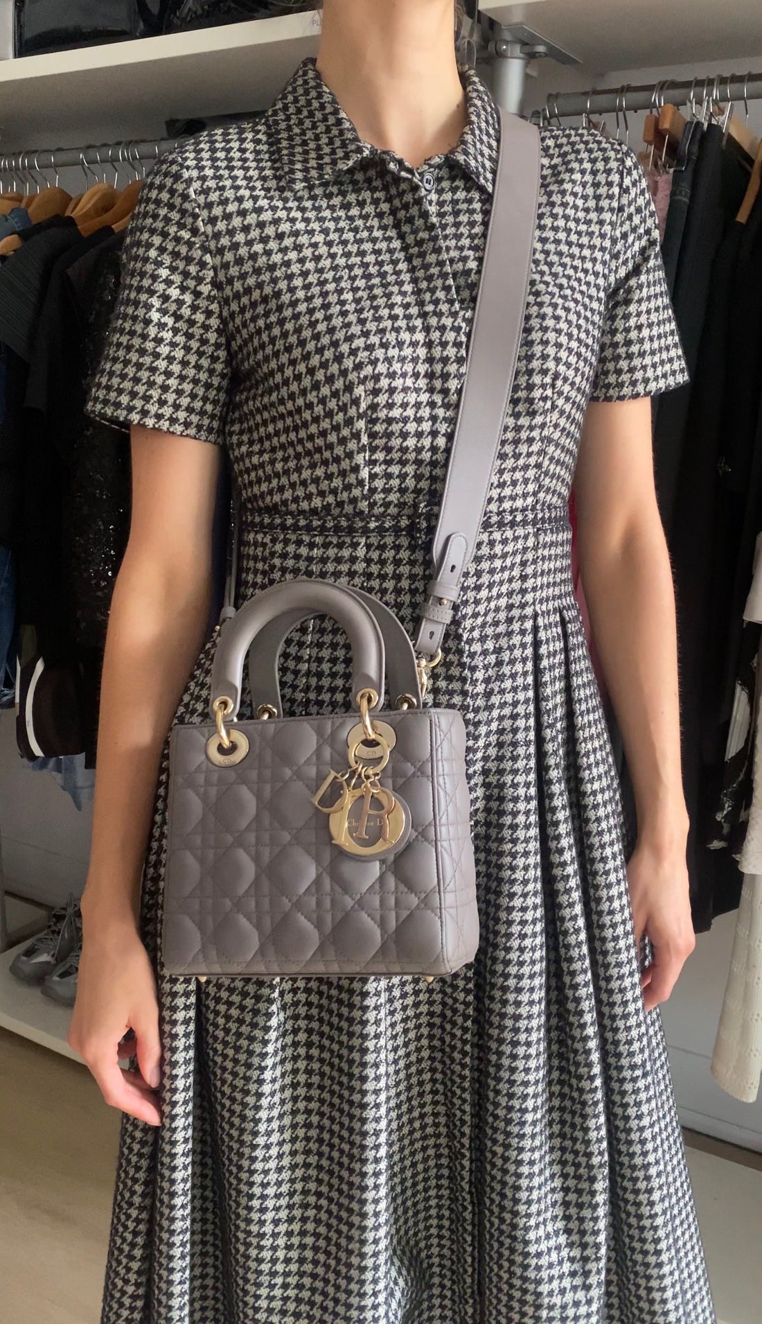 Dior Lady Dior Greige My ABC Cannage Quilted Leather Small Bag GHW