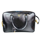 Prada Black Saffiano Vernice Bauletto Crossbody Bag