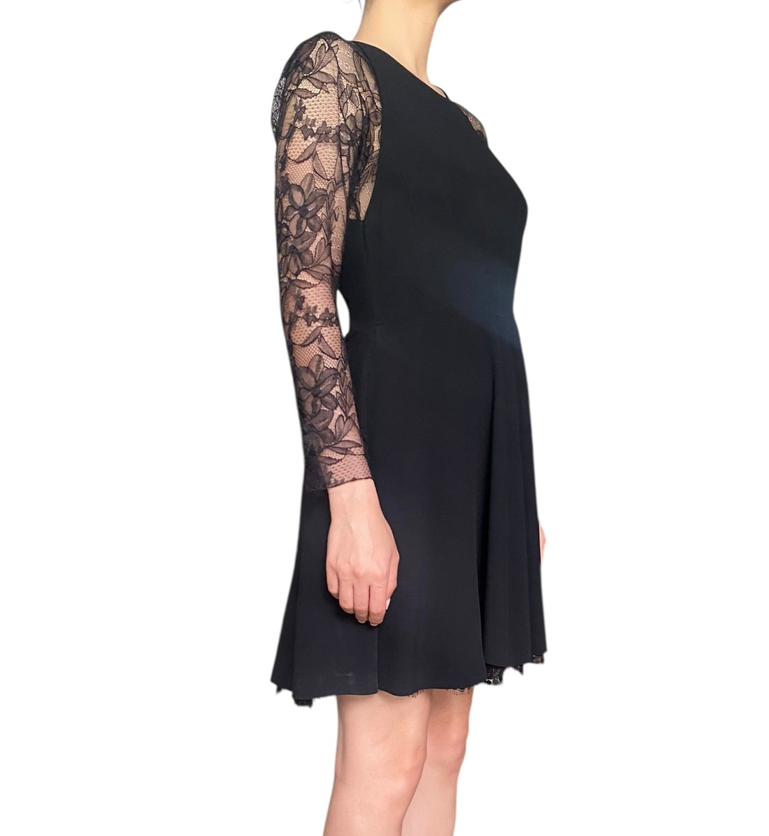 Giambattista Valli Black Lace Sleeve Dress - 44 / US 6