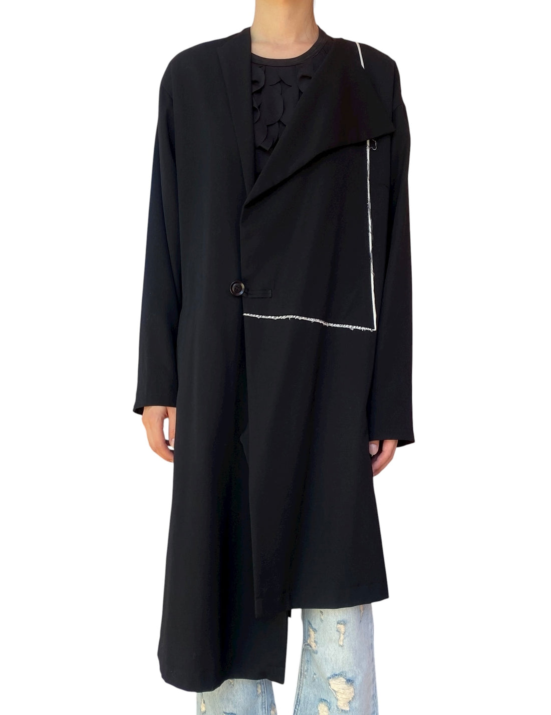 Yohji Yamamoto Black Asymmetrical Wool Coat  - JP 2 / L