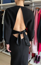 Saint Laurent Black Wool Long Sleeve Backless Gown - F 40 / US 6